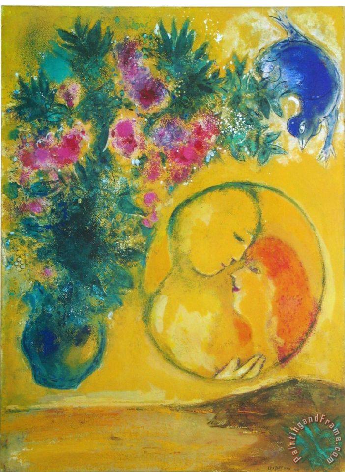 Sun And Mimosas Painting by Marc Chagall; Sun And Mimosas Art Print for sale